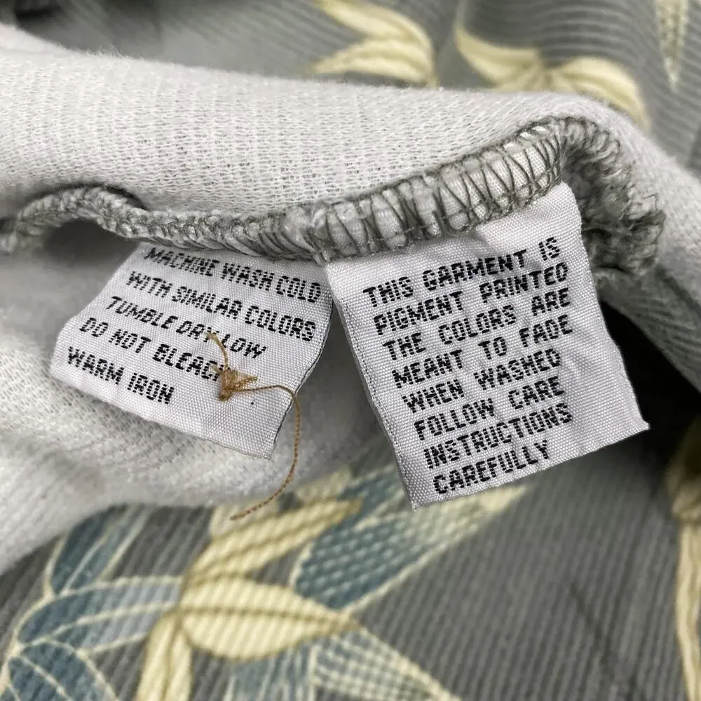 Tommy Bahama Polo Shirt Mens Large Gray Bamboo Leaf Hawaiian Tropical Cotton - Picture 12 of 15